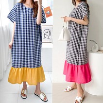 코벤 체크 원피스 2color / 맥시 롱 / 여름 시원한 아이스 원단 린넨 / 여성 빅사이즈 (44~88) / 국내생산