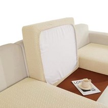 조약돌소파 자카드 소재 두꺼운 엘라스틱 소파 쿠션 좌석 커버 자형, XieWen Beige+Enlarge 3