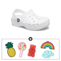 CROCS KIDS 키즈 BAYA CLOG WHT + 지비츠 해피캔디 5PACK (MK013077)