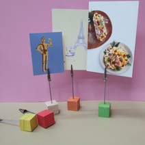 원목 사각 디저트 이름표 빵 가격표 네임텍 꽂이 베이커리 네임택 메모 세우는 집게 엽서 거치대 POP카드 홀더 피오피대 사진 영수증 폴라로이드 쇼카드 이름 종이 스탠딩 고정