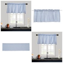 가림막 커튼 주방 현관 거실 블라인드 150X45 블루 레이어드 발란스