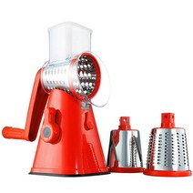 다기능 원형 3 In 1 수동 야채 커터 슬라이서 주방 가제트 감자 당근 치즈 주방 가제트, 하나, red Hand crank