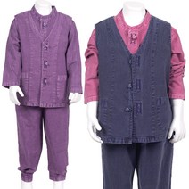 [한정특가] 매듭우리옷 MJ303 아동용 면 라운드넥 쓰리피스 조끼+저고리+바지 생활한복 개량한복