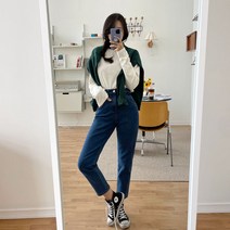 플랜데이 일자핏 데님 밴딩 팬츠