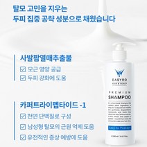 [헤어전문가 개발] 탈모 완화 탈모샴푸 / 트리트먼트 두피가려움 두피뾰루지 두피각질 약산성 지성샴푸 비듬샴푸 천연샴푸 샴푸바 두피샴푸 여성탈모 헤어클리닉 탈모영양제 두피케어 비듬, 이지로 탈모샴푸(500ml), 5개