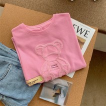 La Chapelle HOMME 유럽 잡화 입체 곰 반팔 티셔츠 여성 여름 원피스 2022 신작 느슨한 뚱뚱 언니 큰 · 사이즈 200 진 상판 카운터 여성용 흰색 M 80 12