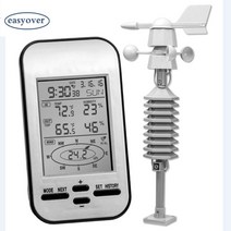 무선 기상 관측소 dual mount wind sensor lcd display anemometer wind speed direction 냉기 온도계 습도계 시계, 풍속계 무선 기상 관측소 듀얼 마운트 바람 센서 LCD