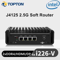 소형미니PC 미니 휴대용 산업용 한뼘 셀러론 J4125 2.5G 라우터 4x 인텔 i226-V 2500M LAN 2x ddr4 HDMI1.4 DP1.2 팬리스 PC OPNsense, [01] pfSense, [02] AU, [04] 4GB DDR4 128GB SSD