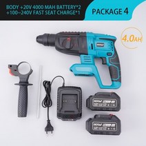 파괴함마 쁘레카 앙카드릴 착암기 10000bpm brushless electric hammer drill 충전식 무선 로터리 함마 드릴 4 기능 makita 18v 배터리, 유럽 ​​연합, 2배터리 4.0a