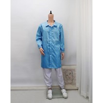 [제전가운] 스카이블루 화이트 Y카라 방진복 제전투피스 크린룸용품 제전슬리퍼 무진복 사파리 정전기제거, M