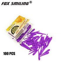 다트 100pcs 다채로운 25mm 2ba 전문 나일론 소프트 팁 다트 및 전자 포인트 액세서리 여우 선물 비행으로 미소, 보라색 100개