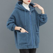 뽀글이점퍼 후드집업 롱후리스 브랜드후드집업 패션 캐주얼 양모 코트 여성 가을 ​​겨울