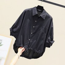 여름 여성 셔츠 카라 스탠드넥 면 반팔 가오리핏 핀턱 패션 루즈핏 포켓 남방 빅사이즈 5컬러 B66