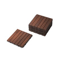 [아홈디] 이케아 RUNNEN 룬넨 야외 베란다 데크타일 인테리어 나무 조립마루 바닥재, 5.다크브라운 9개