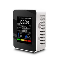 공기질 먼지 측정기 미세먼지 5in1 CO2 미터 다기능 대기 오염 감지기 디지털 온도 습도 시험기 이산화탄소 TVOC HCHO 모니터 테스터, [01] 1pc White