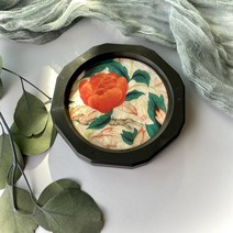 모란도 민화액자 자개티코스터 자개소품 집들이선물 풍수인테리어 감사선물 답례품 컵받침대