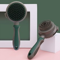 코라 댕냥이 털 제거 양면 원터치 브러쉬 힐링 마사지 빗, 그린