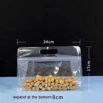 1Pc Fruit Food Bag Ziplock Waterfroof Storage Bags Thicken Dried Snack Refrigerator Food Bags Plasti, Light Grey