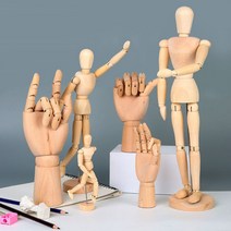 원목 나무 목각 구체 관절 인형 뎃생, 왼손18cm