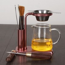 엔틱 레트로 차내리는 도구 거름망 티인퓨저 거치대 황동 차거름망 유리 티 스트레이너 공티백 스테인리스, F