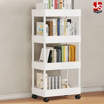 JS리빙 이동식 핸드 카트 선반 정리 미용실 수납장 정리대 슬림 정리함 수납 가구 틈새 보조 트레이 서랍장 트롤리 웨건 다용도 튼튼한 화이트 바퀴 4단 [MD: Prew291*5], 이브 트롤리