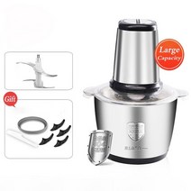 냉동육절기 가정용 고기 절단기 스테인레스 스틸 전기 초퍼 분쇄기 민서 야채 초퍼 슬라이서 기계 분쇄기 푸드 프로세서, 검은색, 영국 플러그, 2리터