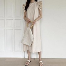 여자 여름 데일리 소매 프릴 7부 점프수트