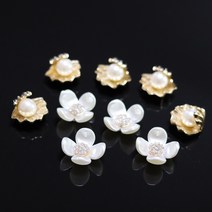 [더블이글] 진주조개와 큐빅꽃진주 골프 볼마커 10개, 1세트 10개