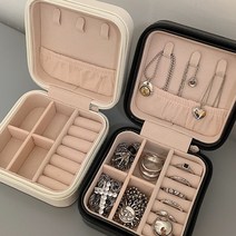 서랍장 아일랜드 유리쇼케이스 미닫이수납장 우드쇼케이스 보석 상자 가죽 보관 주최자 디스플레이 여행 보석 케이스 상자 휴대용 로켓 목걸이 귀걸이 반지 홀더 디스플레이, 베이지 광장
