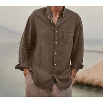 캐주얼 남자 남성 면 린넨셔츠 셔츠 링클프리 남방 럭셔리 루즈핏