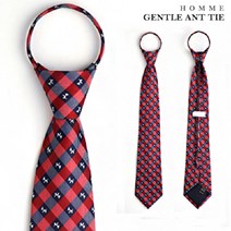 [RAΕ] 젠틀안트 레드 체크자동넥타이05-1018 고급 선물용 심플 취업 기본 남성 실크 편리한 ▷_4Ε470Ea