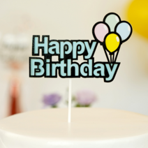 파티짱 종이 생일 케이크 토퍼 (블루벌룬) 파티 용품