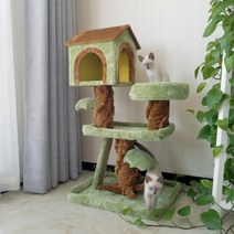 숲속 고양이 캣타워 먼치킨 캣돌 캣킥 반려묘 집사 뚱냥이 패브릭 안정감 반려동물 애완냥, 숲속 고양이 캣타워-그린