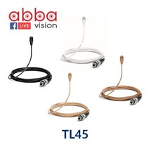 TL45 SHURE 초소형 무지향성 마이크 1.1mm 케이블 LEMO, 화이트
