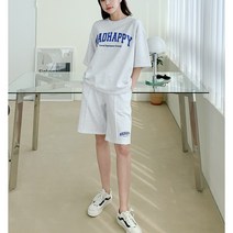 민스타일 HAPPY 해피레터링 반팔 쭈리 트레이닝세트