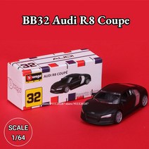조카선물 어린이날선물 다이캐스트 Bburago 1/64 미니 차량용 모델 BB34 푸조 RCZ 스케일 미니어처 아트 차량 복제 컬렉션 장난감, [08] BB32 Audi R8 Coupe