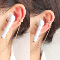 에어팟 귀걸이 4종 블루투스 이어폰 분실 방지 체인 귀고리 이어커프 귀찌 연결고리 스트랩, 구매하기, 꽃라운드 이어커프체인