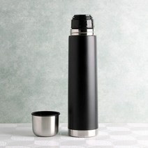 등산보온병 1000ml 블랙 원터치 진공스텐 보온텀블러 등산보틀, 단품