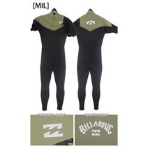 BILLABONG 빌라봉 2023신상 3mm 남성 서핑 슈트 체스트 지퍼 웻슈트 DB018051, MIL