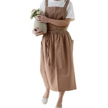 에쉬울프 프로방스 방수린넨 원피스 앞치마, 1개, 브라운