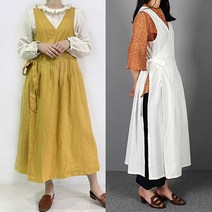 아이보리앤코 단아 장금이 면 주방 앞치마 원피스(자체제작), 화이트, 1개