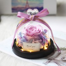 프리츠한센 이케바나 도자기 화병 항아리 독특한 유리 돔 장미와 조명 아름다운 야수 보존된 장미 발렌타인데이 선물, [23] blue