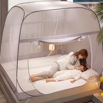 진하다 패밀리 퀸 침대 모기장 사각 침대용 접는 1인용 원터치 싱글 더블 사이즈 캠핑 킹 모기덮장