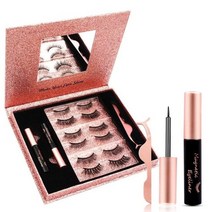 속눈썹 136 쌍 마그네틱 속눈썹 라이너 마그네틱 키트 마그네틱 속눈썹 및 라이너 세트, jmkpink-6p