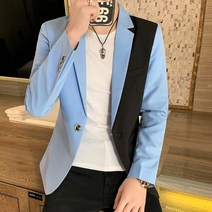 캐쥬얼 상의 스몰 수트 블레이저 비즈니스 컬러 패치워크 슬림핏 재킷 아웃웨어 짧은 싱글 코트 봄 및 가을