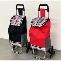 계단도척척 세바퀴 장바구니 캐리어 바퀴달린 핸드 카트, 블랙