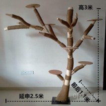 대형 고양이 등반 프레임 내마모성 비 모직 나무 줄기 그물 빨간 벚꽃 선반 둥지 캣타워, 단단한 나무 확장은 높이가 3 미터