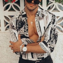 오버핏 페이즐리 셔츠 조폭셔츠 긴팔 남자 7부소매 시원한