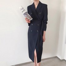 [레티고] 여성 롱 카라 수트 원피스 코트 자켓