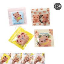 정사각 비닐 봉투 지퍼백 20P 구디백 포장지퍼백 선물 간식 판촉물 답례품 포장, ◐골고루랜덤20P★⊙